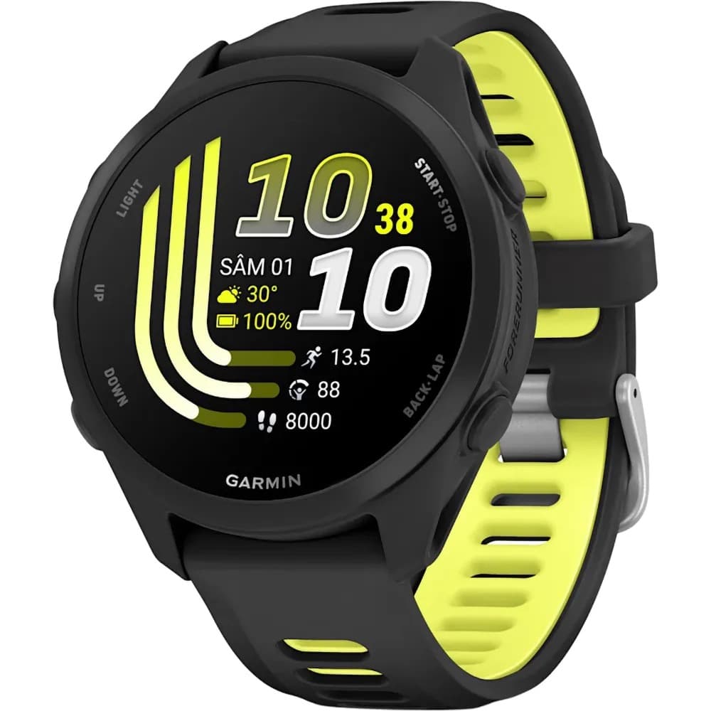 Smartwatch Garmin Forerunner 170, 43 mm, AMOLED, GPS, Android/iOS, Garmin Pay, curea silicon, Black/Amp Yellow