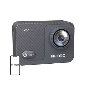 Camera video de actiune AKASO V50 X, 4K 30FPS, 20MP, Ecran LCD 2", Stabilizare 6 axe, Zoom 4X (Gri)