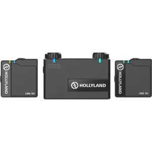 Kit wireless Hollyland Lark 150 Duo cu 2 microfoane, Omnidirectional, Latenta 5ms, Raza 100m, Compact, Carcasa de incarcare portabila 3500mAh, Negru